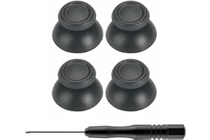 Gamer Gear Confezione da 4 levette di ricambio nere per controller PS5, facili da sostituire, joystick analogico personalizzato compatibile con PS5, include cacciavite