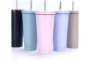 MALIDILY 750ml/25oz Taza Termica con Pajita y Tapa, Acero Inox Vaso Termico para Bebidas Frías o Calientes, Taza Termo Cafe para Llevar, Reutilizable Taza de Viaje sin BPA, Travel Mug
