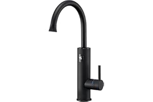 ESIP Robinet de Cuisine,3000W Chauffe eau Instantané Electrique Noir,Avec affichage de la température à LED,Mitigeur Cuisine à poignée unique, rotation à 360 degrés