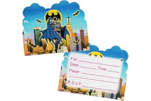 simyron Batman Biglietti di Invito 20 pcs Batman inviti Compleanno Bambini,Cartoline per Bambini, Ragazze Festa di Compleanno e Baby Shower Batman