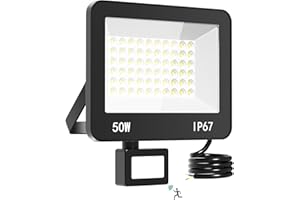 ‎HAPYLUMI HAPYLUMI LED Strahler 50W mit Bewegungsmelder Außen - 5000LM LED Scheinwerfer mit Sensor 6500K Kaltweiß, Außenstrahler IP67 Wasserdicht Aussenlampe für Garten, Innenhöfe, Garage, Fahrbahn
