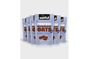 Oatful Overnight Oats – Dark Chocolate 6 Single-Serve Pouches Total 510g | 24g Protein Per Serving, Vegan, Gluten-Free, Sugar Free Healthy Breakfast or Snack