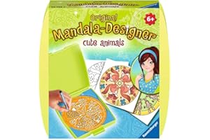 Ravensburger Mandala Designer Mini Cute Animals 29766, Zeichnen Lernen für Kinder ab 6 Jahren, Kreatives Zeichen-Set mit Mandala-Schablone für farbenfrohe Mandalas