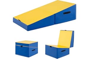 COSTWAY Large Foldable Incline Gymnastics Mat, Kids Cheese Wedge Skill Shape Fitness Tumbling Gym Yoga Mats, for Boys and Girls Home Training Aerobic Exercise