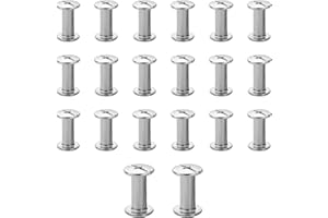 JJWNMLL Juego de 20 tornillos Chicago de M5x12mm, kit de tornillos de encuadernación Chicago, remache de uñas metal, botón Chicago, para cinturón de cuero,libro de recortes,encuadernación - Plateado