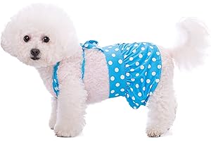 BT BEAR Dog Bikini Pet Swimsuit Flower Doggie Bathing Suit Pet Summer Beach Dress Clothes for Cat Puppy Small Dogs (Small, Blue polka dots)