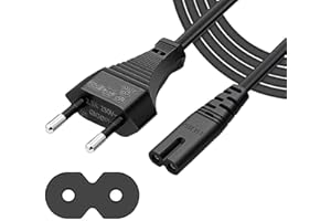 AUKEH Câble d'alimentation 3m Noir EU,Cable Alimentation c7 2 Pin Figure 8 fiche Bipolaire Cord pour PC Monitor,DVD,Imprimante,Samsung Philips LG Sony TV,PS5,PS4,PS3,Microsoft Surface Go/Laptop/Book,HP Envy