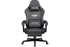 ‎GTPLAYER GTPLAYER Gaming Stuhl Stoff Gaming Chair Ergonomisch Bürostuh PC Stuhl, 150kg Belastbarkeit, Verstellbarer und Drehbarer Schreibtischstuh mit Federsitzkissen und Fußstütze, Grau