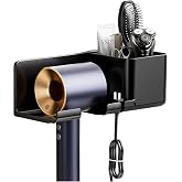Busstier Hair Dryer Holder Bathroom Organizer: Wall Mountable, Practical Storage Solution (Black)