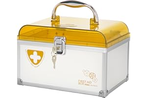 Glosen Medizinisches Schließfach mit Schlüssel, Verschließbare Box für Medikamente und persönliche Gegenstände 8,46 * 5,87 * 5,51 Zoll (Orange)