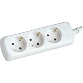 Silver Electronics - Power Strip with 3 Outlets without Switch, White, 3 Sockets, 1.5 Meter Cable, Child Protection, Grounded
