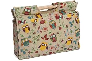 Hobby Gift MR4687/29 Owl Print on Natural Craft/Knitting Storage Bag 11x42x31½cm