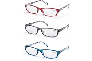LANLANG 3-Pack Blue Light Blocking Reading Glasses for Women with 3 fashion colors, Spring Hinge,Anti Eyestrain, L-L010