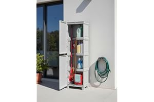 Dmora - Armoire d'extérieur Liège, Mobilier d'extérieur, Armoire de buanderie Polyvalente, 100% Made in Italy, Gris Clair, 50x39h172 cm