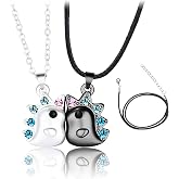 Unique Magnetic Necklaces for 2 Girls Friendship Jewelry for Best Friends Luminous Heart Unicorn 3D Butterfly Pendants Birthd