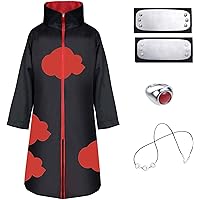 Mens Naruto Akatsuki Costume Cloak Robe Anime Cosplay Itachi Outfit Wig Headband
