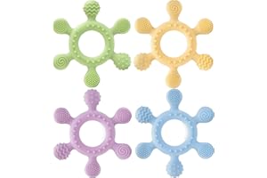 OKONKN Gryzak dla niemowląt, zestaw 3 sztuk, pomoc w ząbkowaniu, nie zawiera BPA, silikonowa, akcesoria dla chłopców i dziewczynek, zabawka dla niemowląt 4 miesiące