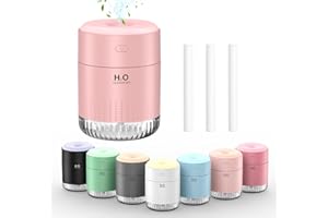 KARFUN Mini Umidificatore Ambiente,Umidificatore Fresco Variopinto Della Foschia con La Luce Di 7 Colori,Piccolo Umidificatore da Tavolino per La Camera da Letto Del Bambino,Ufficio,Quiete