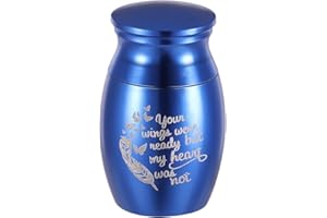 Canghai Mini Cremation Urn Small Keepsake Urns for Human and Pet Ashes Stainless Steel Ashes Keepsake Memorial Ashes Holder, Souvenir Ash Ashes Box, 25x16 mm/0.98x0.63 inch (Blue)