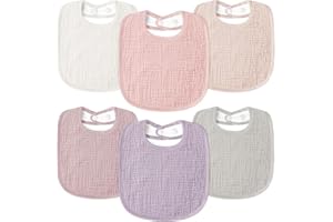 Susurration Baberos Bebe de Muselina Para Paquete de 6,Suaves Ajustables Cuadrados Baberos Apto Para bebés Unisex