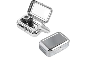 H-LYU 1 Pieces Ashtrays Mini Ashtray with lid Metal Ashtray for Outdoor Camping, Travel, Garden, Bar, Car(Silver)