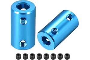 sourcing map 2Stk.6,35mm bis 8mm Bohrung starre Kupplungsschraube L25XD14 Aluminiumlegierung Wellenkupplungsverbinder Motorzubehör Blau