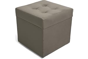 MG Design Polsterhocker 45 x 45 cm Grau mit großem Stauraum (ca. 50 L), bis 300 kg belastbar, weich mit dezentem Schimmer, pflegeleicht – Wohnbereich, Schlafraum & Flur