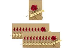 CZAKOMIX De Mariage Roses En Papier Kraft, 30 Pièces Mini Enveloppe, Avec Ficelle, Enveloppe Cadeau, Carte-Cadeau,Carte Postale Noel, Anniversaire,Mariage, Amis,Famille,Cadeaux De Bonne Chance,Unisexe