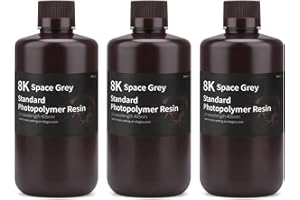 ELEGOO 8K 3D Printer Resin, Standard Photopolymer Resin 405nm UV-Curing, Best for 8K/9K/12K/14K/16K LCD 3D Printer Space Grey 3000G