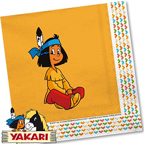 20 Servietten * YAKARI * für Kinderparty und Kindergeburtstag von DH-Konzept // Indianer Indianerjunge Sioux Kleiner Donner Napkins Papierservietten Party Set