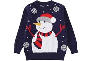 De feuilles Kids Boys Girls Knitted Christmas Jumper Reindeer Snowman Pullover Sweater Knitwear Tops
