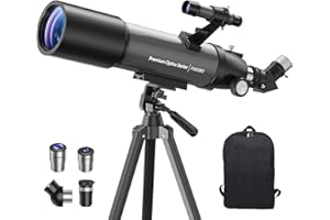 USCAMEL Telescopio Astronómico Adultos Profesional: Telescopio astronómico Refractor portátil de 80mm de Apertura y 500mm - para niños, Principiantes, Viajes, observación de Estrellas al Aire Libre