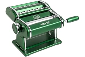 Marcato Atlas 150 Manual Pasta Machine Compatible with Interchangeable Accessory, Alloy, Green, 40 x 30 x 20 cm