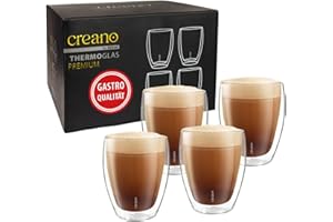 Creano PREMIUM doppelwandige Trinkgläser 400ml - 4er Set - Gastronomie Qualität - 100% Spülmaschinenfest - NEUHEIT 2024