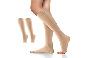 Migliore Wear Skarpety uciskowe dla kobiet i mężczyzn, 20-30 mmHg, klasa 2, medyczne pończochy uciskowe, pończochy uciskowe, pończochy uciskowe z otwartymi palcami