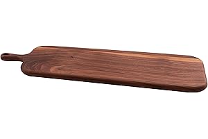 Point-Virgule planche apéro avec manche en noyer, parfaite pour servir des amuse-bouches et du fromage, 60x16,5cm