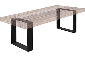 ECD Germany Set de 2X Patas de Mesa o Banco Industriales Negras Pies Modernos y Estables para Escritorio o Banqueta 40x43cm Marco con Protección de Suelo Soportes de Acero para Cocina Oficina Comedor
