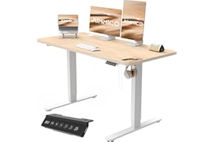 JUMMICO Escritorio Elevable Eléctrico con Cargador USB, Escritorio Regulable en Altura Ergonomica Escritorio de pie Ajustable Smart Panel con Funciones de Memoria, Standing Desk 120 x 60 cm, Beige