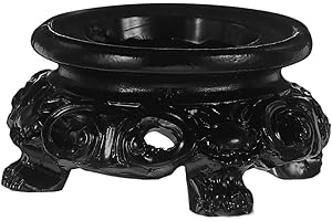 Angoily Supporto per Sfera di Cristallo, Supporto in Legno, Supporto in Resina, Supporto per Sfera di Cristallo, Base in, Cristallo Grezzo, Pietre Nere 4, 2 cm