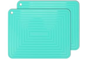 LOGHOG 2 Pack Large Silicone Trivet Mats/Hot Pads,Pot Holder,9"x12" Non Slip Flexible Durable Heat Resistant Pot Coaster Kitchen Table Countertop Mats (Cyan)