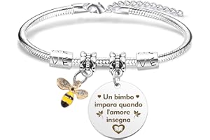 Hoosmoon Regalo Maestra Bracciale Maestra Regalo Maestra Fine Anno Idee Regalo per Insegnante Regalo per Maestra Asilo Elementare Medie Bracciale Insegnante Personalizzato Regalo Insegnanti Maestre