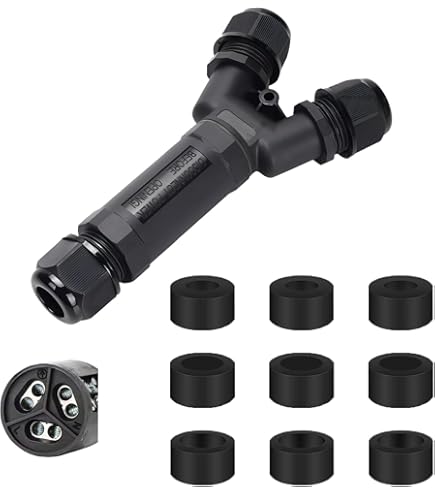 5-Polig Wasserdichter Kabelverbinder IP68 - Für 9-14mm Kabel - 3 Stück Schwarz