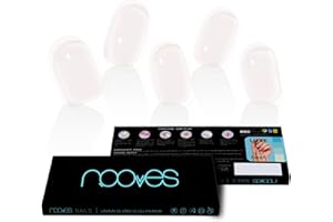 NOOVES - Láminas de Gel para Uñas|Crystal Glass - Transparente 20 uds, Uñas de Gel Semicuradas Premium, Gel Nail Stickers,Pegatinas Uñas de Gel, Incluye 1 Lima de Uñas y 1 Palito de Naranjo, Vegano