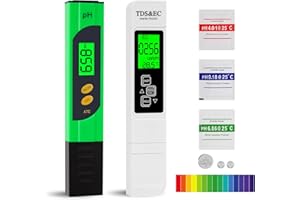 UWELLIKY Medidor pH, TDS EC Temperatura 4 en 1 Digital Medidor de Prueba de Calidad del Agua, Pantalla LCD Retroiluminada, Precisa y Rápida, Medidor pH para Agua Potable, Acuario, Piscina, Laboratorio