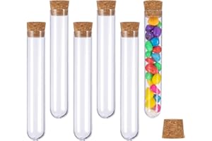 Girls'love talk 20 Stück Reagenzglas, Reagenzgläser Kunststoff Transparent Reagenzgläser Reagenzglas mit Korken für Hochzeiten, Blumen, Badesalzbonbons, Labortisch, Hauptdekoration, 18 x 105mm(18ml)