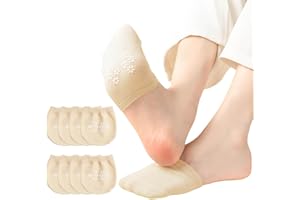 FLLYVLY 4 Paia di Mezze Calze Invisibili in Cotone per Donne, Mezze Calze Invisibili Antiscivolo, Calzini Half Socks per Ballerine con Tacchi Alti, calze da yoga da donna,calze da donna con puntaColori Nero