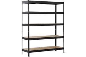 ‎SCHULTE REGALWELT SCHULTE Regalwelt Schwerlastregal mit 5 MDF-Böden, 180x140x50 cm (HxBxT), 150 Kg Traglast pro Boden, schwarz