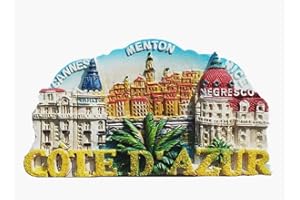 MUYU MAGNET Calamita da frigorifero 3D Costa Azzurra Cannes Menton Nice France souvenir da viaggio collezione regalo decorazione casa e cucina adesivo magnetico magnete frigorifero