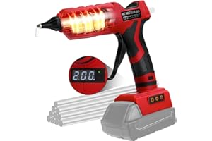 CHENGSUWEI 100W Schnurlose Heißklebepistole für Milwaukee 18V Batterie, elektrische Hochtemperatur-Klebepistole mit 10 Stück 11mm Klebestiften für Diy, Reparaturen, Kunst, Handwerk(Ohne Batterie)