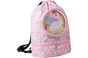SLAXJNE Bolsa De Separación Húmeda Y Seca, Mochila Rosa Niña, Bolsa Gimnasio, Bolsa Impermeable, Mochila Ballet